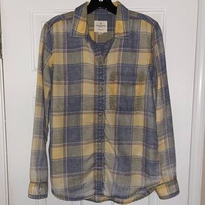 American Eagle Boyfriend Fit Plaid Button-Up Shirt